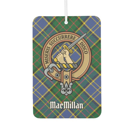 Clan MacMillan Crest over de jacht op Tartan Luchtverfrisser (Voorkant)