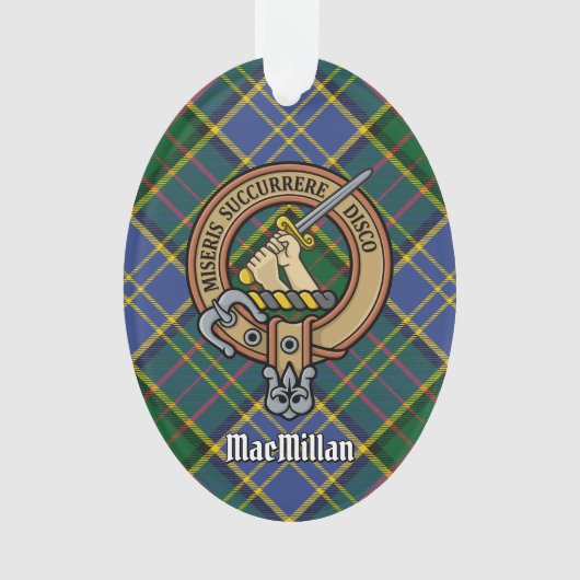 Clan MacMillan Crest over de jacht op Tartan Ornament (voorkant)