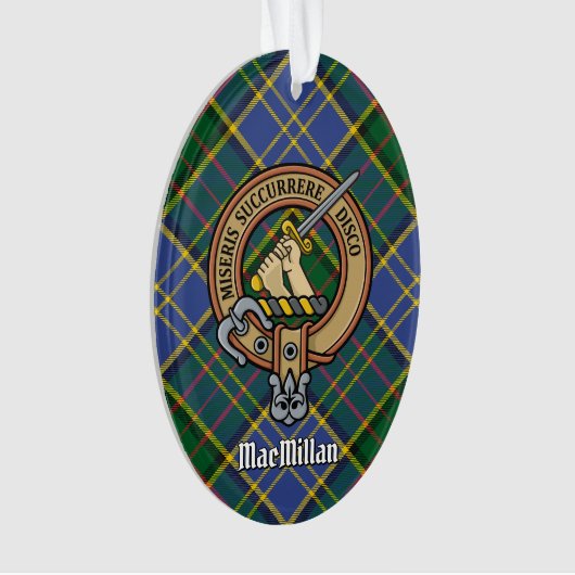 Clan MacMillan Crest over de jacht op Tartan Ornament (voorkant)