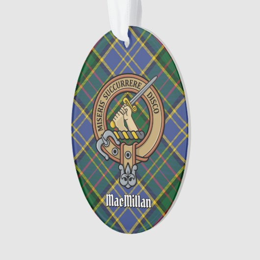 Clan MacMillan Crest over de jacht op Tartan Ornament (voorkant)
