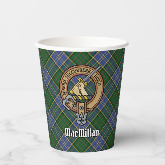 Clan MacMillan Crest over de jacht op Tartan Papieren Bekers (Voorkant)