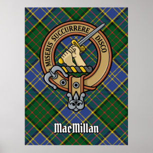 Clan MacMillan Crest over de jacht op Tartan Poster