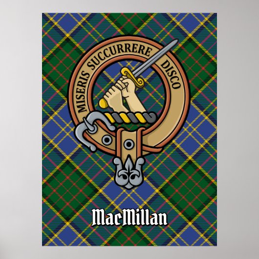 Clan MacMillan Crest over de jacht op Tartan Poster (Voorkant)