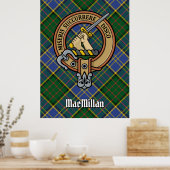 Clan MacMillan Crest over de jacht op Tartan Poster (Keuken)