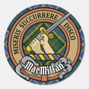 Clan MacMillan Crest over de jacht op Tartan Ronde Sticker