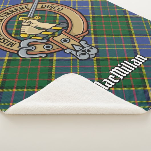 Clan MacMillan Crest over de jacht op Tartan Sherpa Deken (3/4)