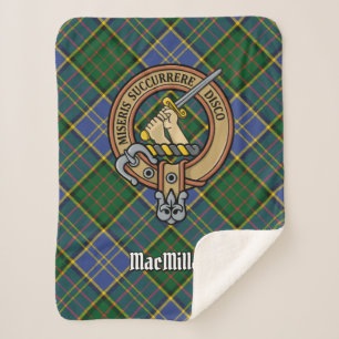 Clan MacMillan Crest over de jacht op Tartan Sherpa Deken