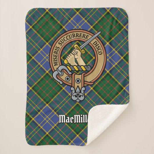 Clan MacMillan Crest over de jacht op Tartan Sherpa Deken (Voorkant)