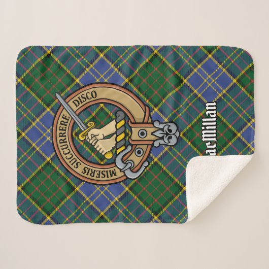 Clan MacMillan Crest over de jacht op Tartan Sherpa Deken (Voorkant (horizontaal))