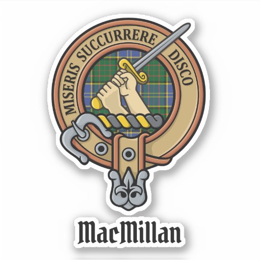 Clan MacMillan Crest over de jacht op Tartan Sticker (Voorkant)