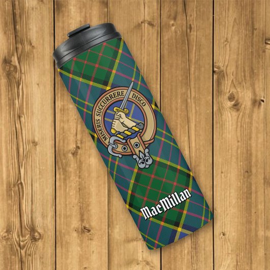Clan MacMillan Crest over de jacht op Tartan Thermosbeker