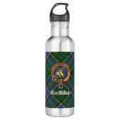 Clan MacMillan Crest over de jacht op Tartan Waterfles (Voorkant)
