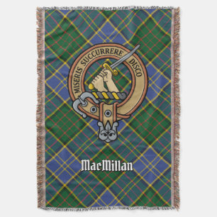 Clan MacMillan Crest over Hunting Tartan Deken
