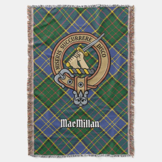 Clan MacMillan Crest over Hunting Tartan Deken (Voorkant Verticaal)