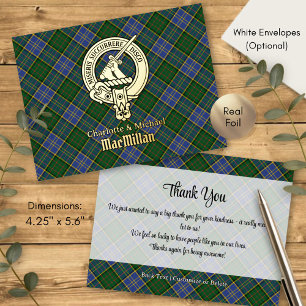 Clan MacMillan Crest over Hunting Tartan Folie Uitnodiging Briefkaart