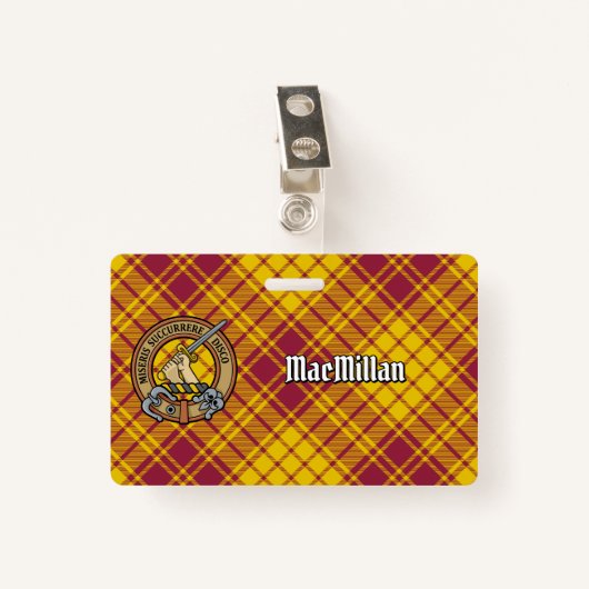 Clan MacMillan Crest over jurk Tartan Badge (Voorkant met clip)