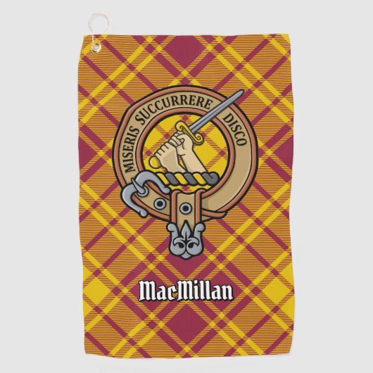 Clan MacMillan Crest over jurk Tartan Golfhanddoek (Voorkant)