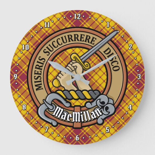 Clan MacMillan Crest over jurk Tartan Grote Klok (Voorkant)
