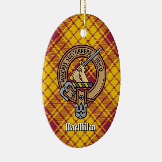 Clan MacMillan Crest over jurk Tartan Keramisch Ornament (Rechts)