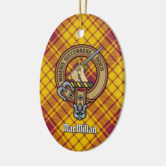 Clan MacMillan Crest over jurk Tartan Keramisch Ornament (Links)