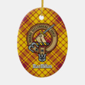 Clan MacMillan Crest over jurk Tartan Keramisch Ornament (Voorkant)