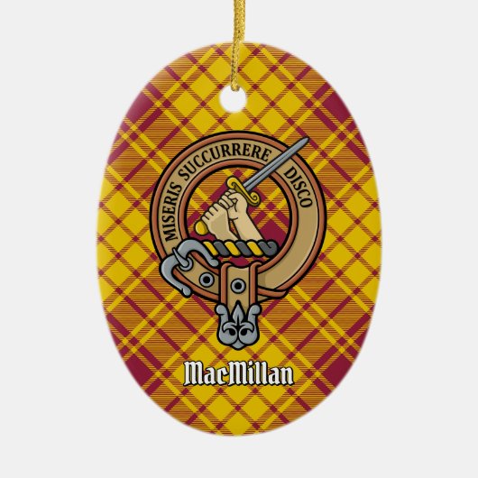 Clan MacMillan Crest over jurk Tartan Keramisch Ornament (Voorkant)