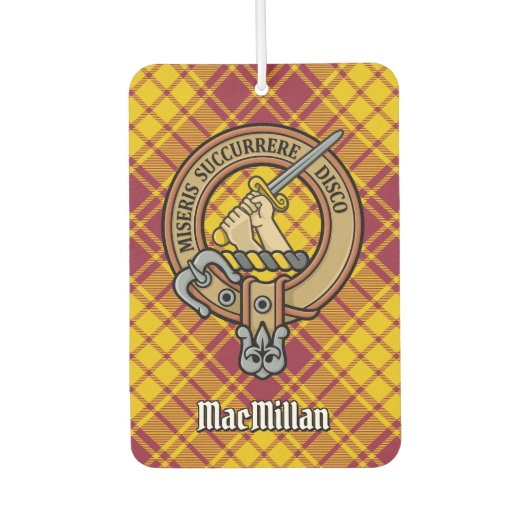 Clan MacMillan Crest over jurk Tartan Luchtverfrisser (Voorkant)