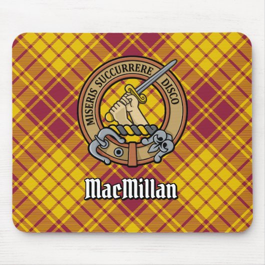 Clan MacMillan Crest over jurk Tartan Muismat (Voorkant)