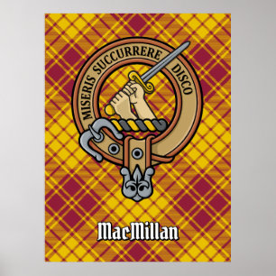 Clan MacMillan Crest over jurk Tartan Poster