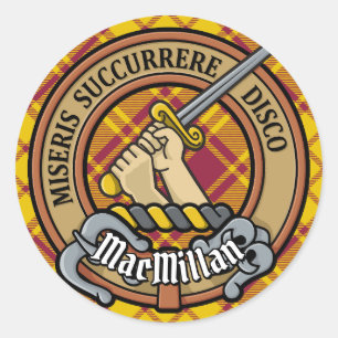 Clan MacMillan Crest over jurk Tartan Ronde Sticker