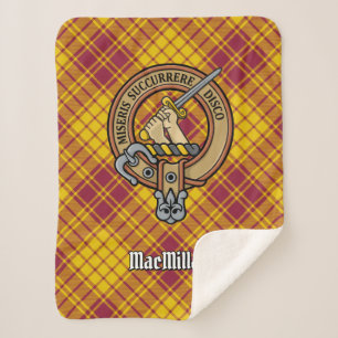 Clan MacMillan Crest over jurk Tartan Sherpa Deken