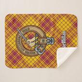 Clan MacMillan Crest over jurk Tartan Sherpa Deken (Voorkant (horizontaal))
