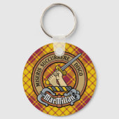 Clan MacMillan Crest over jurk Tartan Sleutelhanger (Voorkant)