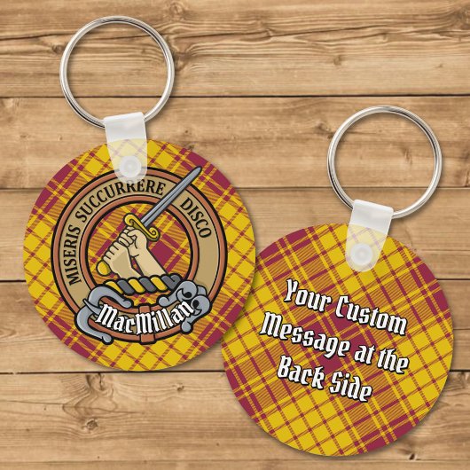 Clan MacMillan Crest over jurk Tartan Sleutelhanger