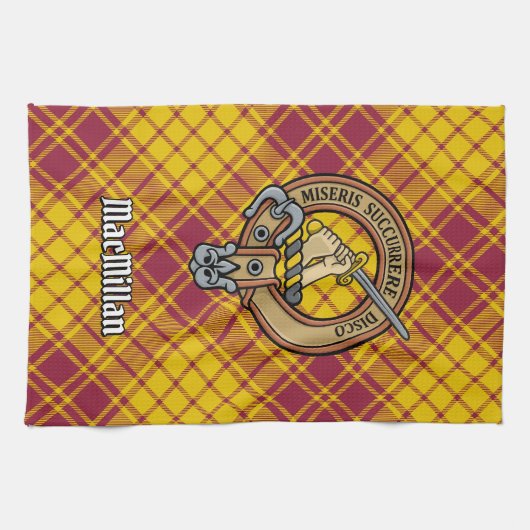 Clan MacMillan Crest over jurk Tartan Theedoek (Horizontaal)