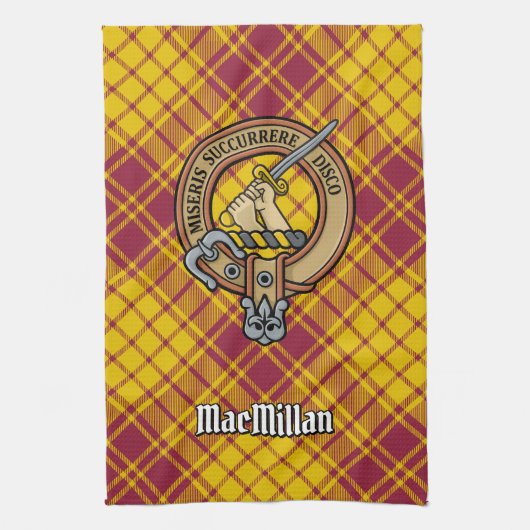 Clan MacMillan Crest over jurk Tartan Theedoek (Verticaal)