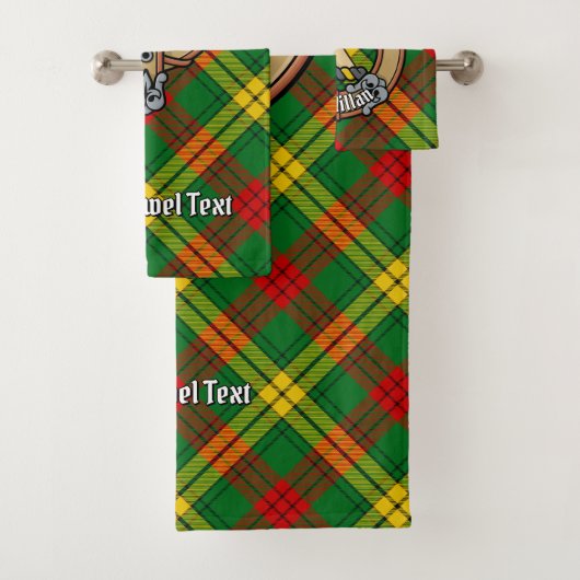Clan MacMillan Crest over Tartan Bad Handdoek (Insitu)