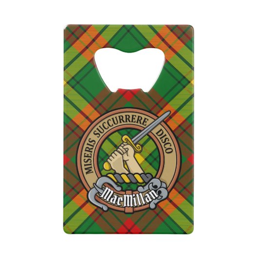 Clan MacMillan Crest over Tartan Creditkaart Flessenopener (Voorkant)