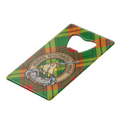 Clan MacMillan Crest over Tartan Creditkaart Flessenopener (Voorkant Gekanteld)