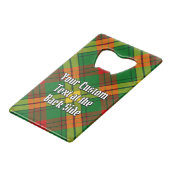Clan MacMillan Crest over Tartan Creditkaart Flessenopener (Achterkant Gekanteld)