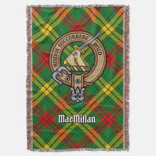 Clan MacMillan Crest over tartan Deken (Voorkant Verticaal)