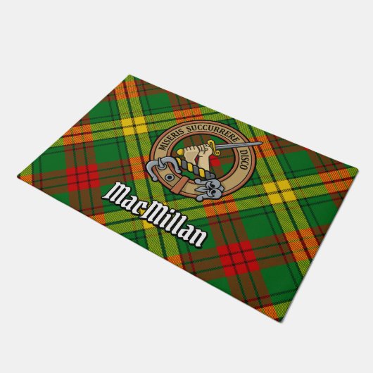 Clan MacMillan Crest over Tartan Deurmat (Schuin)