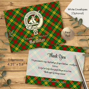 Clan MacMillan Crest over tartan Folie Uitnodiging Briefkaart