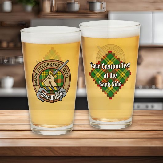 Clan MacMillan Crest over Tartan Glas