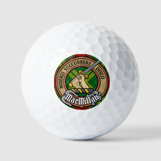 Clan MacMillan Crest over Tartan Golfballen (Voorkant)
