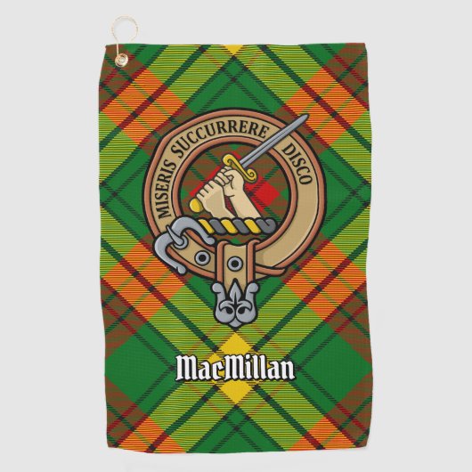 Clan MacMillan Crest over Tartan Golfhanddoek (Voorkant)