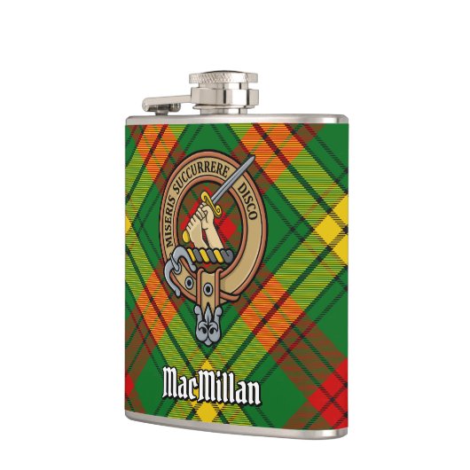 Clan MacMillan Crest over Tartan Heupfles (Links)