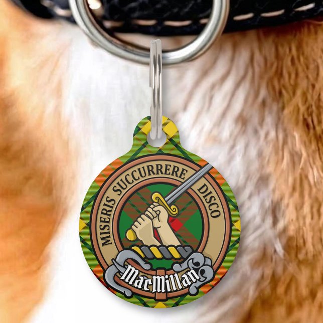 Clan MacMillan Crest over tartan Huisdierpenning (Creator heeft geüpload)