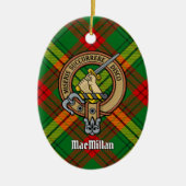 Clan MacMillan Crest over Tartan Keramisch Ornament (Voorkant)