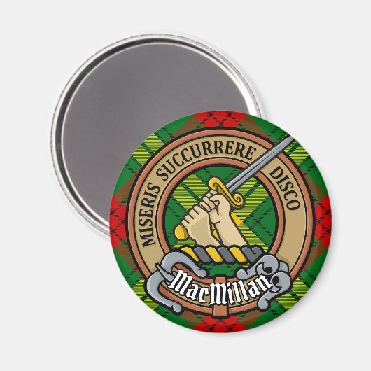 Clan MacMillan Crest over Tartan Magneet (Voorkant / Achterkant)